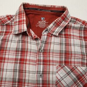 Kuhl Shirt Mens Medium Red White Plaid Short Sleeve Organic Cotton Outdoors